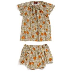 MILKBARN VGUC Bamboo Sad Beige Floral Print Swing Top Bloomer Set